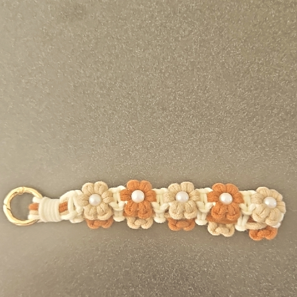 Floral Keychain with Gold Ring
